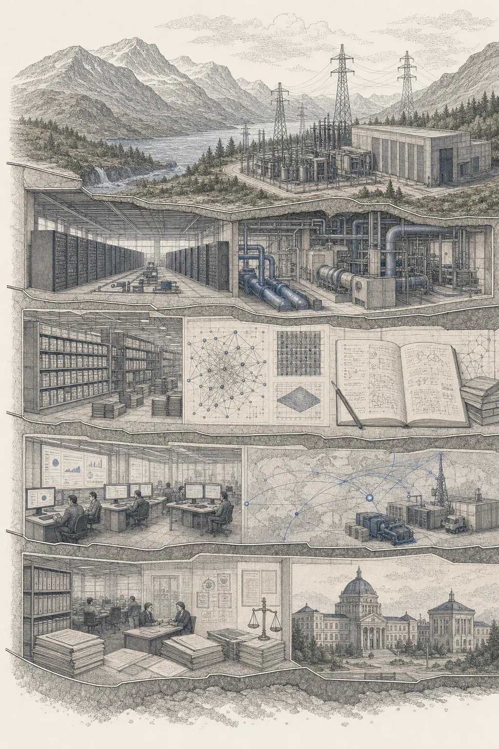 Cross-section of five AI system layers.